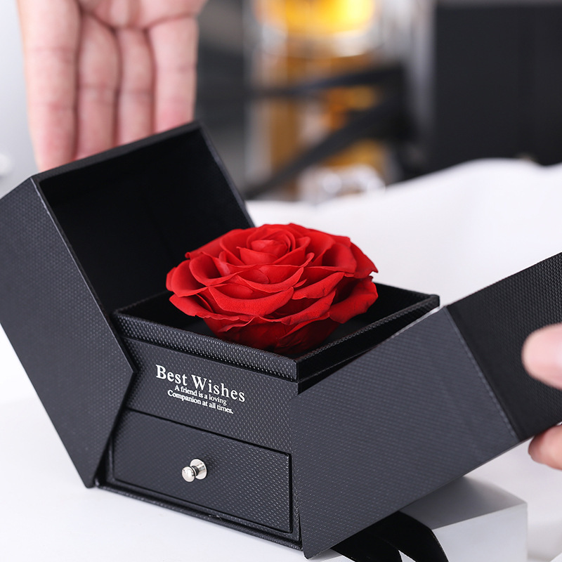 handmade bohemian style acrylic jewelry gift box with   red rose double door storage for necklaces rings drawer organizer black fabric lined interior ribbon bow valentines day anniversary mothers day gift for women moms   jewelry box keepsake organizer elegant   decorative   jewelry boxes Product details 1