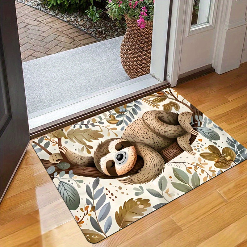 

1pc Entrance Floor Mat, Sloth Lying On Carpet, Polyester Non-slip And Stain Resistant Floor Mat, Indoor Outdoor Entrance Floor Doormat Quick Drying Kitchen Mat Balcony Porch Sofa Coffee Table Foot Mat