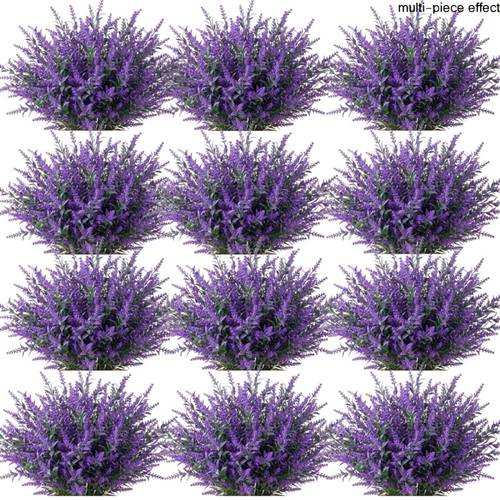 32pcs artificial outdoor shrubs and flowers weather resistant and non fading simulated lavender with soft purple flower spikes suitable for spring decoration