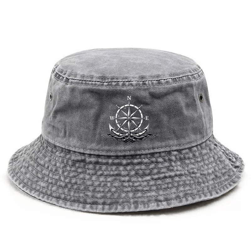 TEMU Men's Hat With Nautical Compass & Anchor Print - Durable Street Style For Fishing, Sailing, And , Fishing Hat