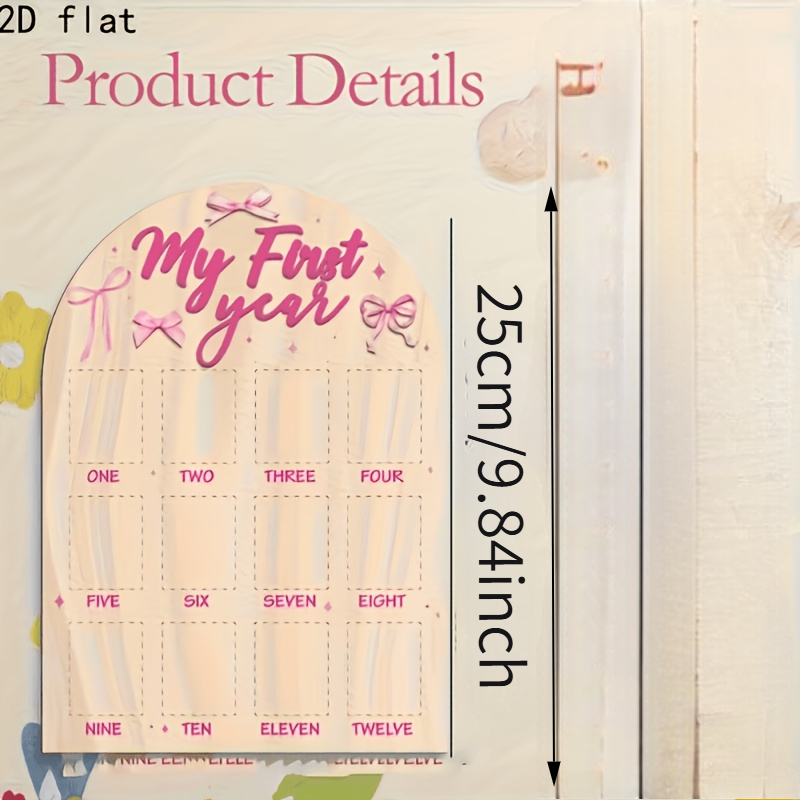 TEMU 2d Flat Strawberry-themed Wood First-year Photo Wall - 12-month Milestone Gift, 1st Birthday Decoration & Nursery Wall Art, Monthly Photo Frame