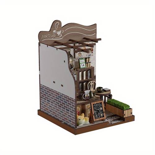 1 set book nook kit shop miniature dollhouse book nook kit 3d puzzle bookend bookshelf insert decoration cottage 3d book stand handmade model for bookshelf insert decor craft miniature scene ornament