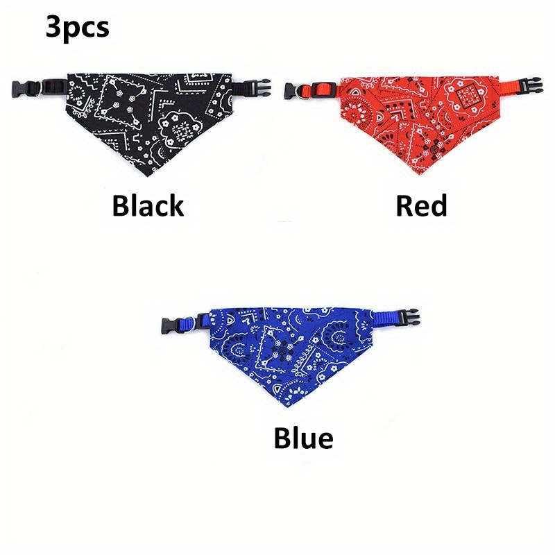 Image of 3pcs Fashion Printed Dog Scarf - Keep And Stylish, Pet Water Scarf Neck Adjustable, Printed Cat Scarf Triangle Scarf