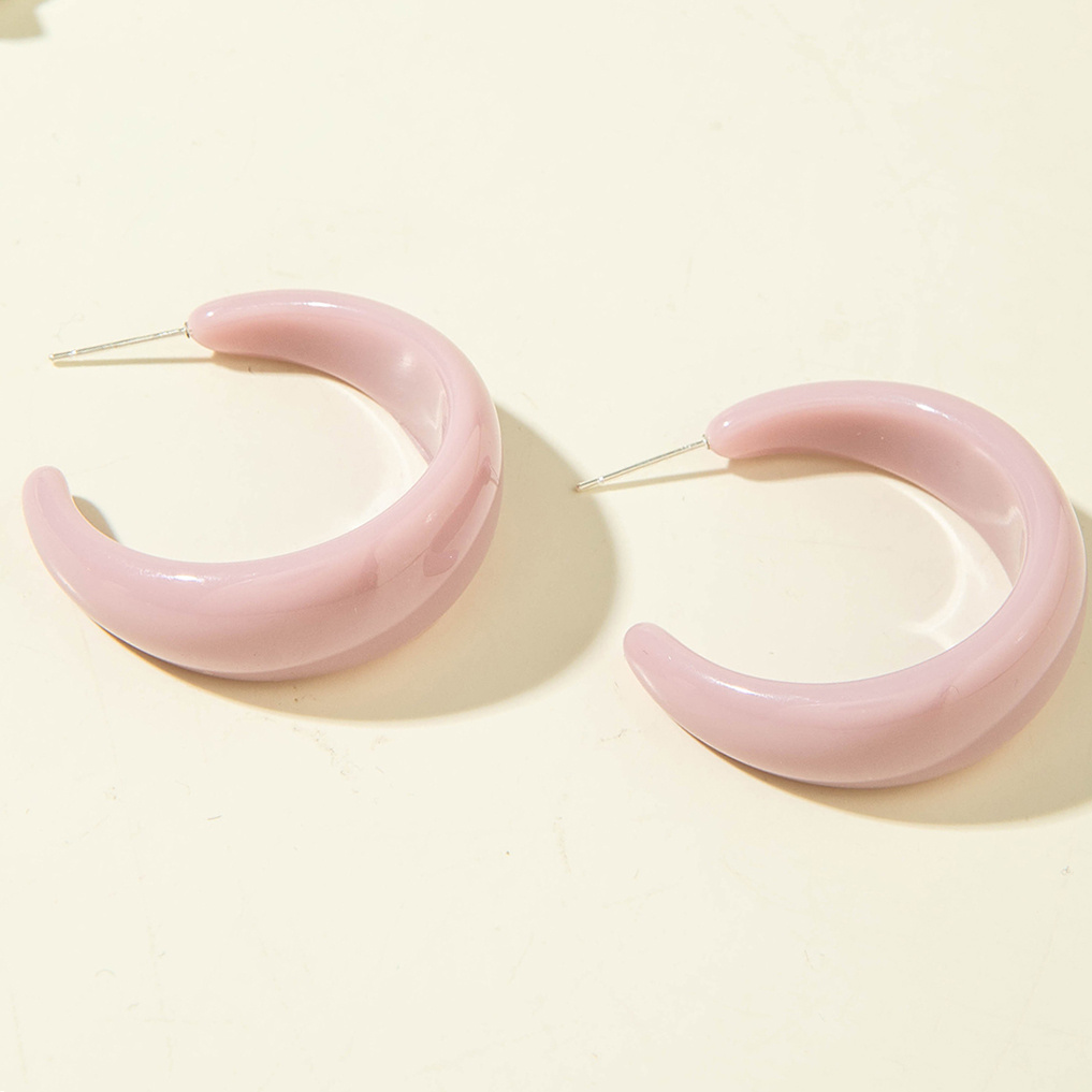 TEMU 1 paar modieuze en minimalistische harsoorbellen, roze dikke halfronde oorbellen geschikt voor dagelijkse vakanties van vrouwen, passend bij