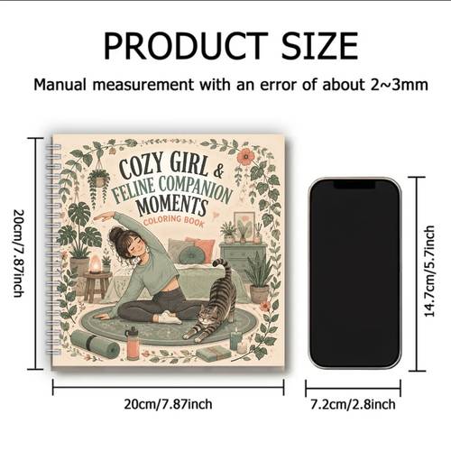 1pc 20 20cm coloring pages single sided printed advanced stress relieving book with unique cozy theme exquisite inner pages promotes relaxation anxiety relief perfect gift for art enthusiasts cozy girl feline companion moments