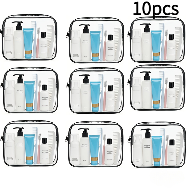 Image of 10pcs Set Of Exquisite Large-capacity Pvc Makeup Bags With Zipper Closure - High- Toiletry Organizer, Lightweight And Unisex, As A Holiday Gift Or - Portable And Easy-to- Pouch | Transparent