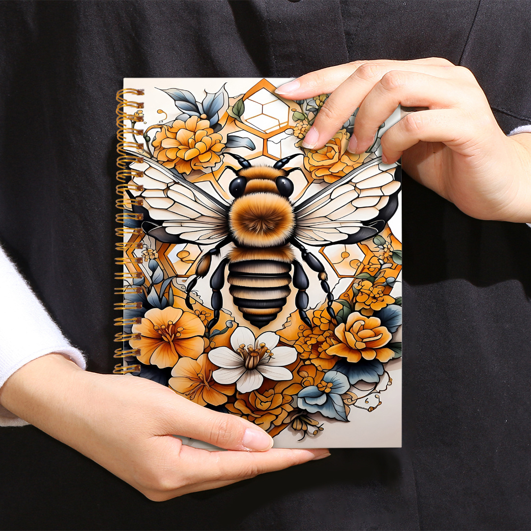 

Realistic Bee And Notebook - Perfect Gift , Diary Notebook For Office Or School Supplies, Birthday Christmas Present, 5.5x8.3in With 50 Pages, Notebook, Stationery