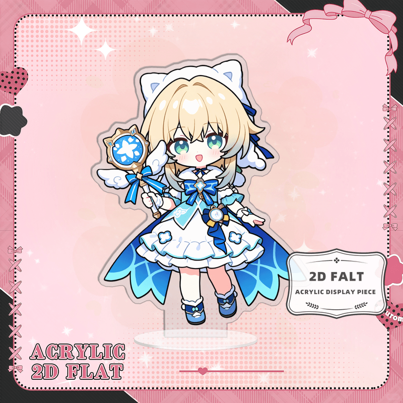 2d flat   figure   clear acrylic kawaii decoration with cat ear hat starlight scepter layered skirt suitable for bookshelf desk room decor themed plaque for home office reception display 2d flat
