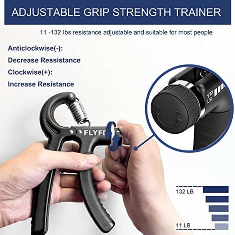 2 pack adjustable grip strength trainer with ergonomic non-slip handle & 11-132 lbs   - heavy duty hand & forearm strengthener for muscle building,   recovery, - durable plastic construction, portable manual operation for home gym, office, travel - ideal for athletes, fitness &   (beginner to advanced) - ideal for    , tennis,, weightlifting training, hand muscle trainer, workout equipment home, wrist strength trainer Product details 3