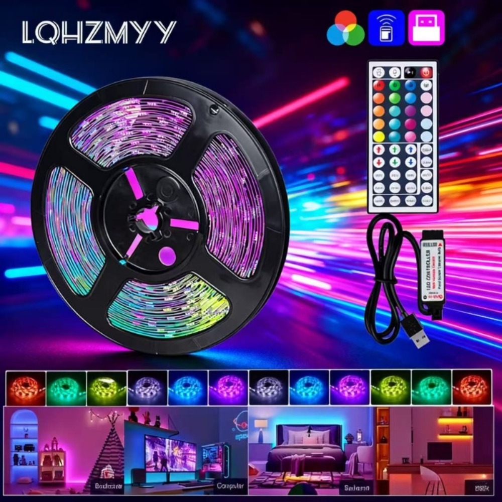 lqhzmyy rgb led strip with remote control usb powered rgb color changing light strip 44 key control suitable for tv backlight desktop bedroom party and holiday decorations usb powered led lights for home decor party lighting vivid lighting