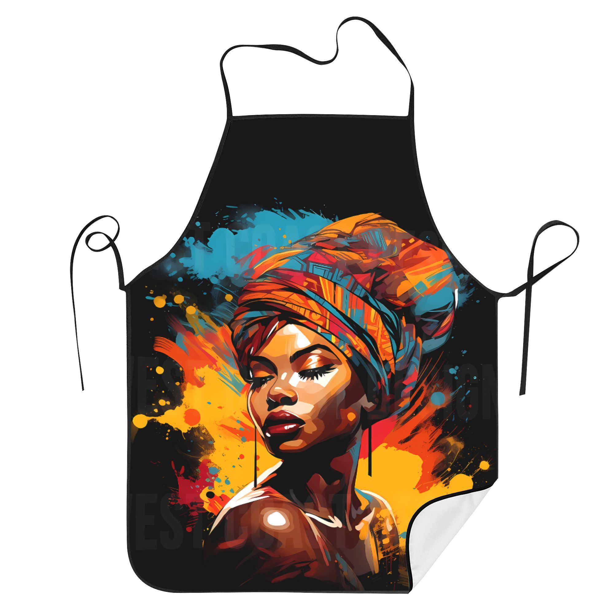 

Vibrant Of Africa Art Apron - 100% Polyester, Vintage-inspired With African Map & Woman Profile Print, Ideal For Cooking & Restaurant Use, Hand Washable, Restaurant Apron| Apron|hand Washable Apron