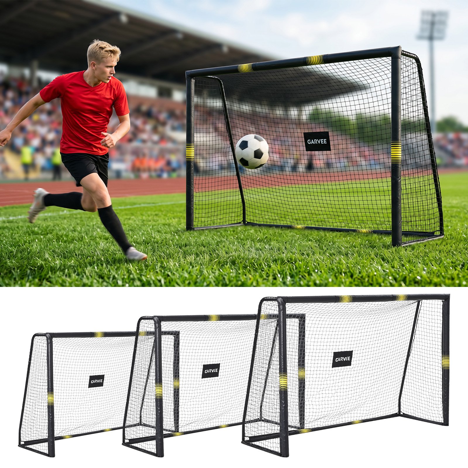 Kids Football Goal 300cm For Garden Sturdy Steel Structure With Foam Padding For Pe Ground Stakes Included No Net