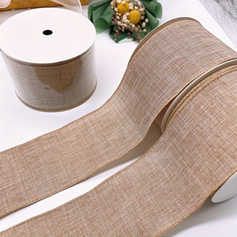 TEMU Rotolo da 10 iarde di nastro marrone largo 63 mm/2,5 pollici con molla , per confezioni regalo, fiocchi di nozze, decorazioni per bouquet, bordi