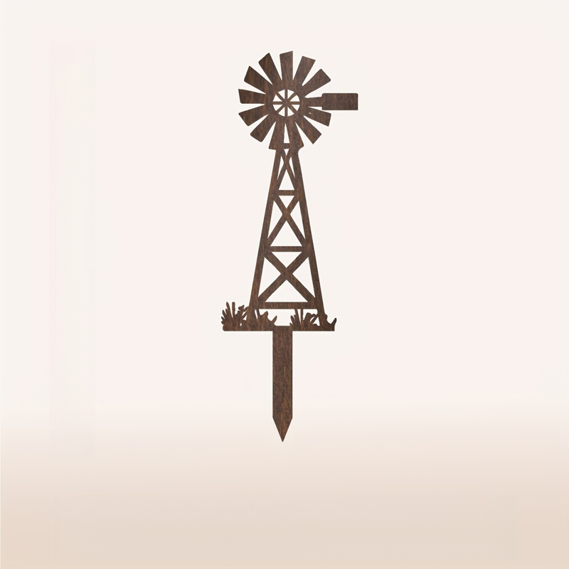 TEMU For All , 2d Flat Printing, A Vintage-style Windmill Acrylic Garden Stake, Farmhouse-style Post, Outdoor Lawn Decoration, An Excellent For