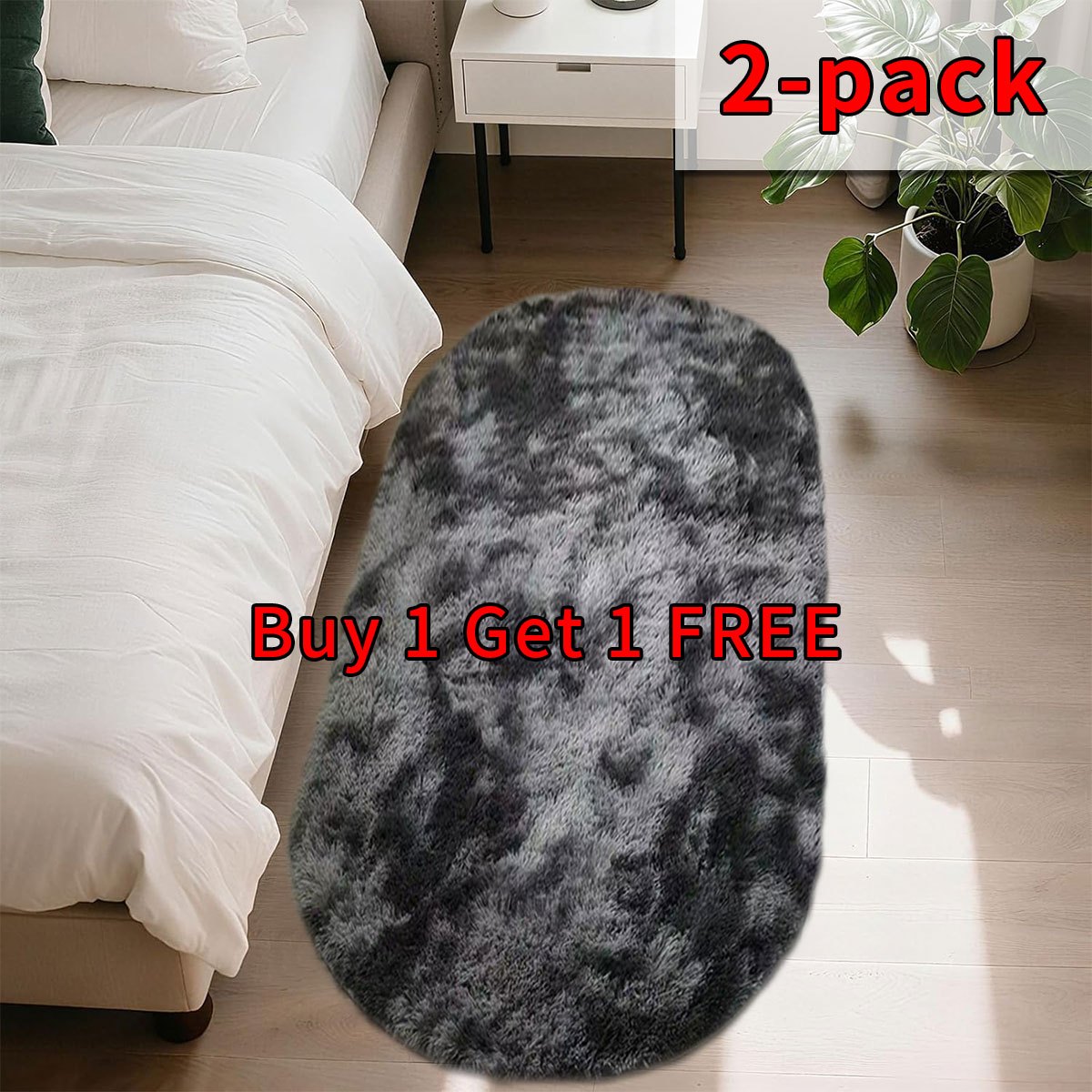 TEMU 2pcs Oval Multicolor Friendly Soft Bedside Rug, In Colors And Sizes, Suitable For Living Room Or Bedside, Comfortable , Christmas Gift Style,