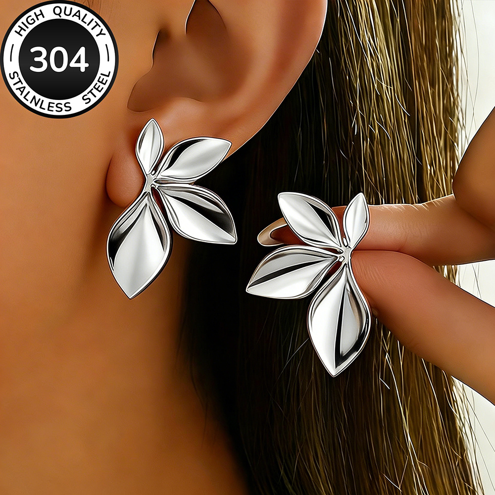 TEMU High-quality Stainless Steel Hypoallergenic Earrings, Anti-fading, Comfortable And Versatile, Easy And Elegant, Suitable For Everyday Wear Or