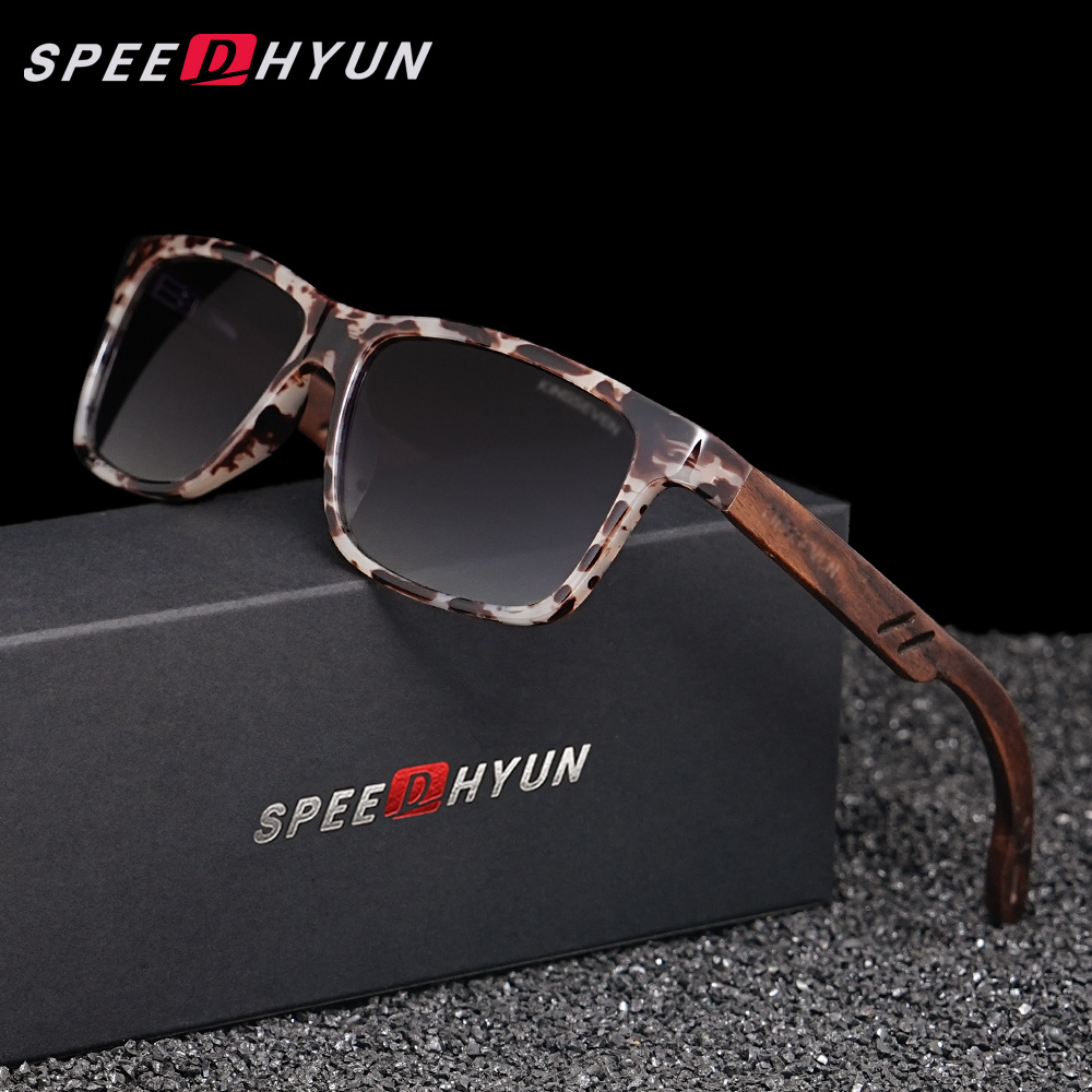 SPEEDHYUN Vintage Box Polarized Sunglasses Unisex