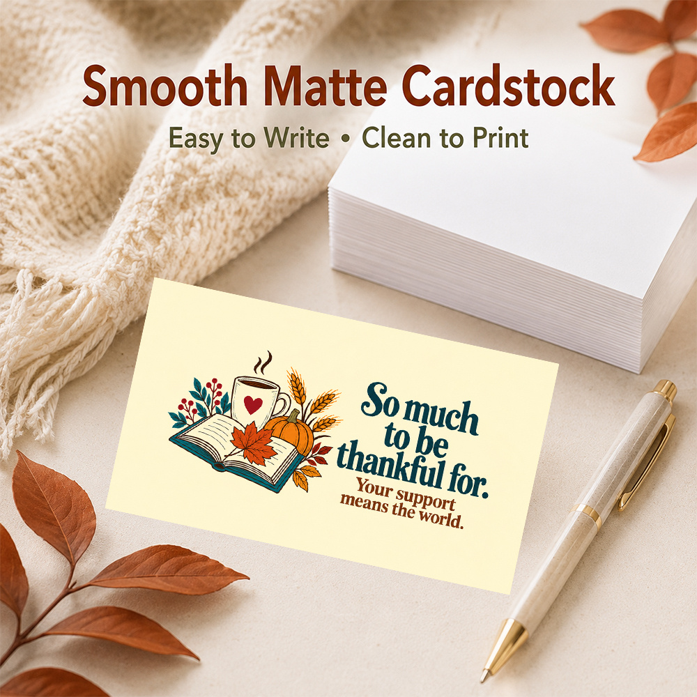 100pcs small business card thank you cards with grateful appreciation for customer support and autumn pumpkin   single sided printed with blank back white cardstock for small businesses and product packaging