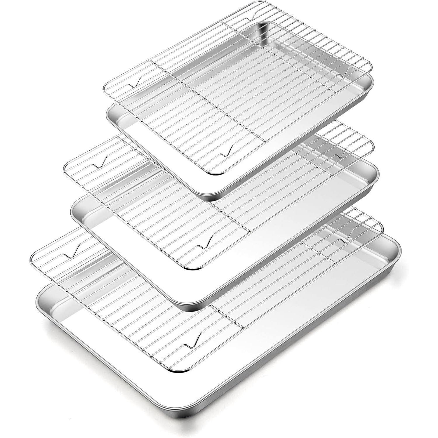 TEMU Ensemble de plaques de cuisson avec supports (3 plaques et 3 supports), 16/12.5/10.5 pouces, plaques à biscuits en acier inoxydable, plateaux de