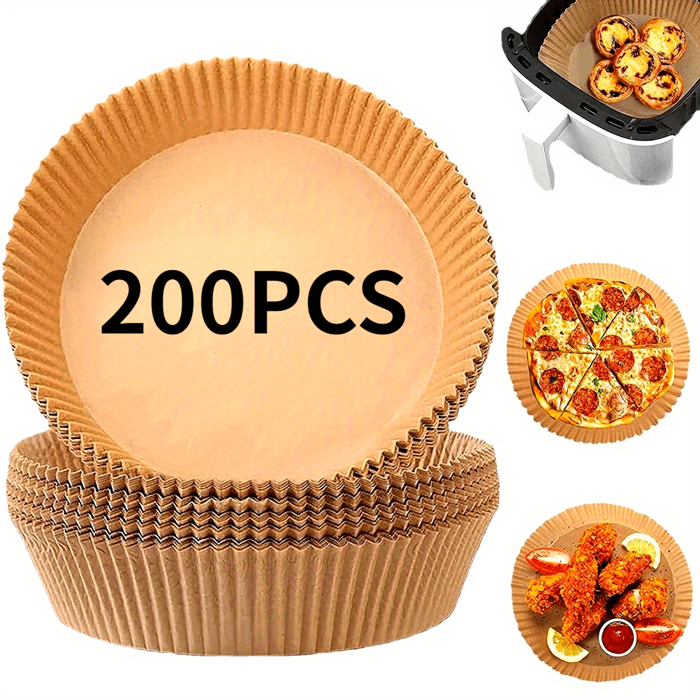 200pcs Non-Stick Air Fryer Liners - Round Paper Baking & Roasting Sheets for Healthier Cooking, Easy Cleanup, Perfect for Chicken, Fries, and Veggies, Air Fryer Accessories