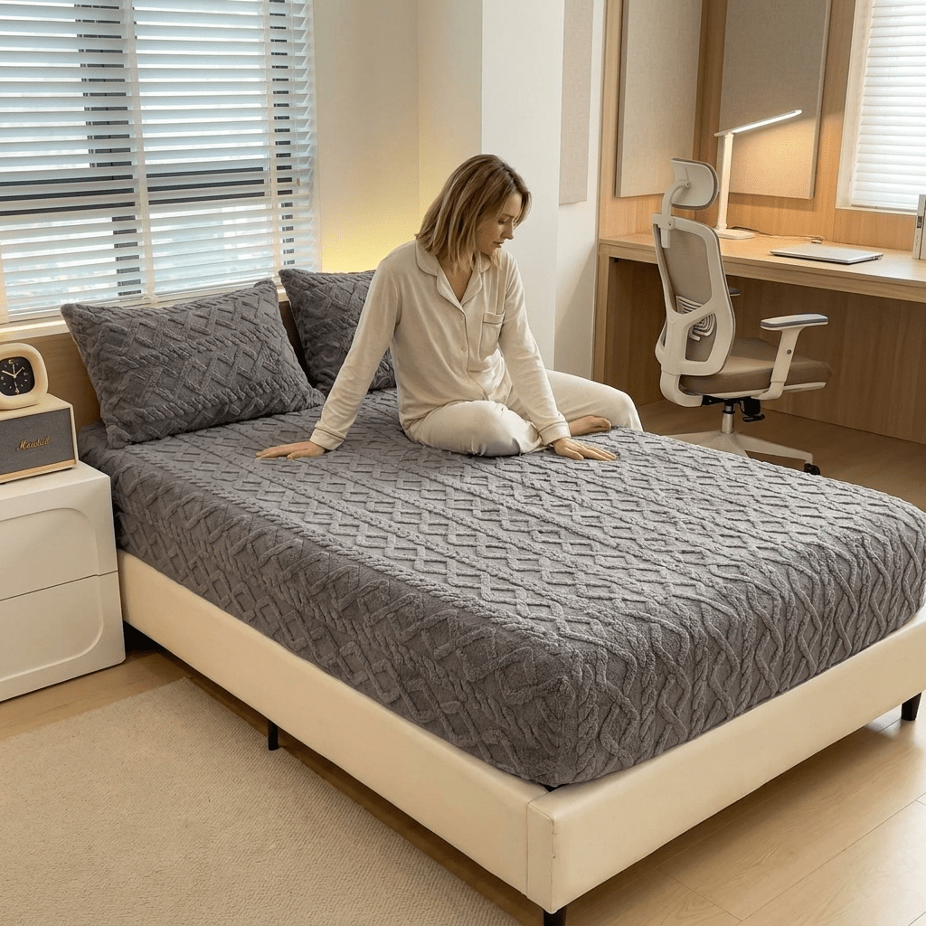 Image of Jacquard Fitted Sheet - Luxury Ultra Soft Bedding Anti-static 360° Mattress Protector Machine Washable Fits 10' Mattress Twin/full Size