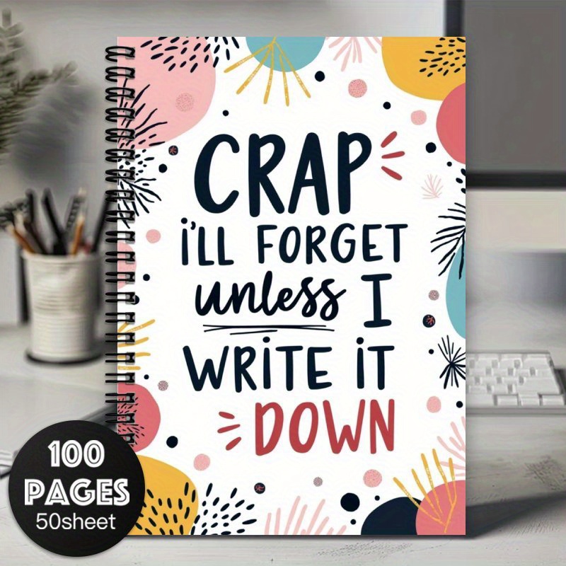 TEMU 1 Colorful Spiral Notebook - "i Will The Nonsense It Down", Vivid Design, Suitable For Planning, Journaling And Gift Giving, Daily Planner | Fun