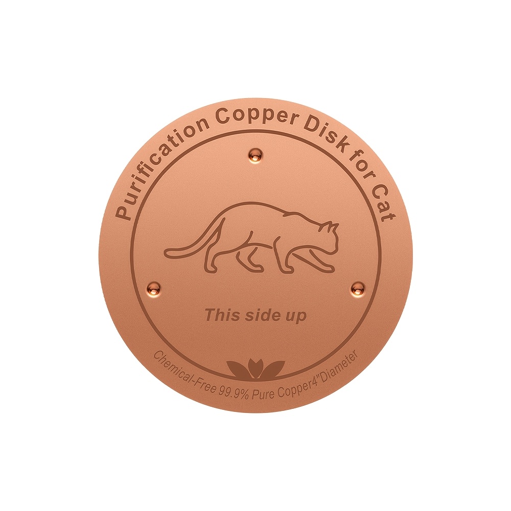 TEMU 1pc Universal Copper Pet Water Purifier, 99.9% Pure Copper, Cat Pattern, Suitable For Dogs And Cats, Reusable, No Chemical Additives, Easy-to-