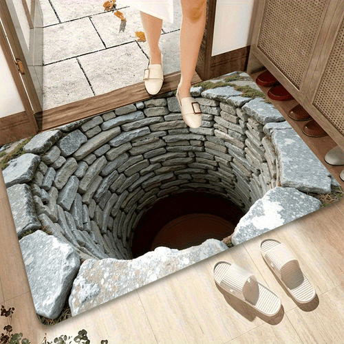 1pc deep 3d printed anti slip mat machine washable polyester fiber imitation stone texture lightweight foldable indoor outdoor bathroom room floor mat pet decor gift durable floor mat