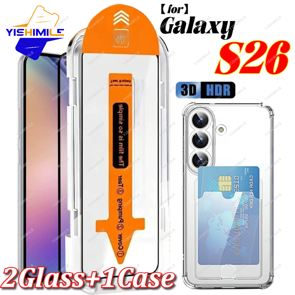 TEMU [2 1]: 2pcs -dust Removal Screen Protectors 1pc Clear Card-holder Phone Case For Galaxy S26 S26u, High-quality, For Galaxy S22 S22  S23 S23  S24