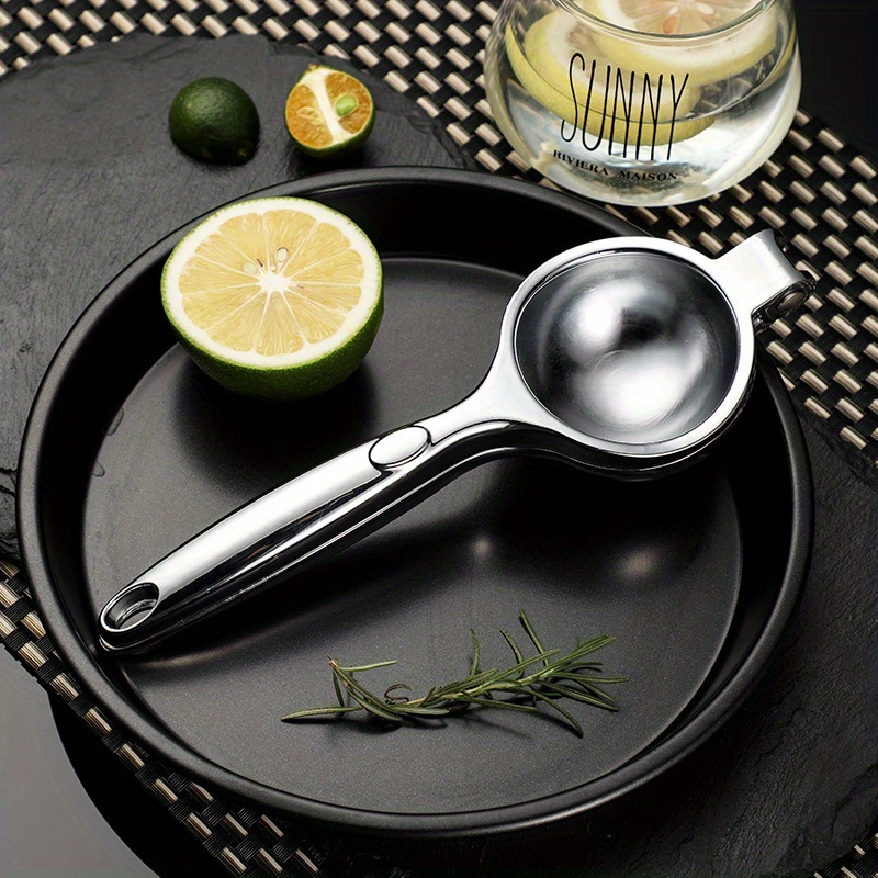 1pc   stainless steel manual lemon squeezer with bowl round handheld citrus juicer no electricity needed   extractor for kitchen use details 9