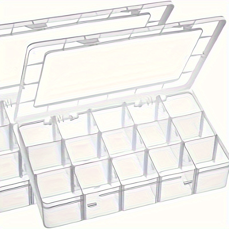 2pcs large transparent plastic storage box with 15 compartments suitable for beads jewelry   transparent plastic storage box for jewelry jewelry box bead organizer     rectangular container lightweight organizer sturdy construction compartment organizer home organizers craft enthusiasts jewelry boxes Product details 6