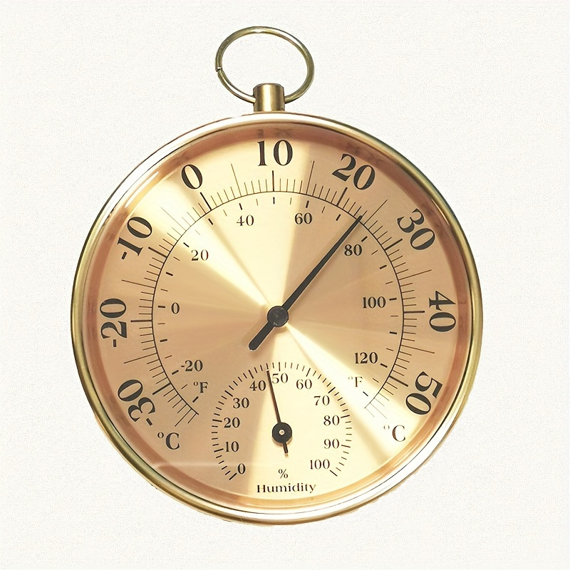 E-shop Wandmontiertes Hygrometer-Thermometer mit Analogdisplay & Metallgehäuse – Innenraum-Thermometer/Luftfeuchtigkeitsmesser geeignet für Zuhause,