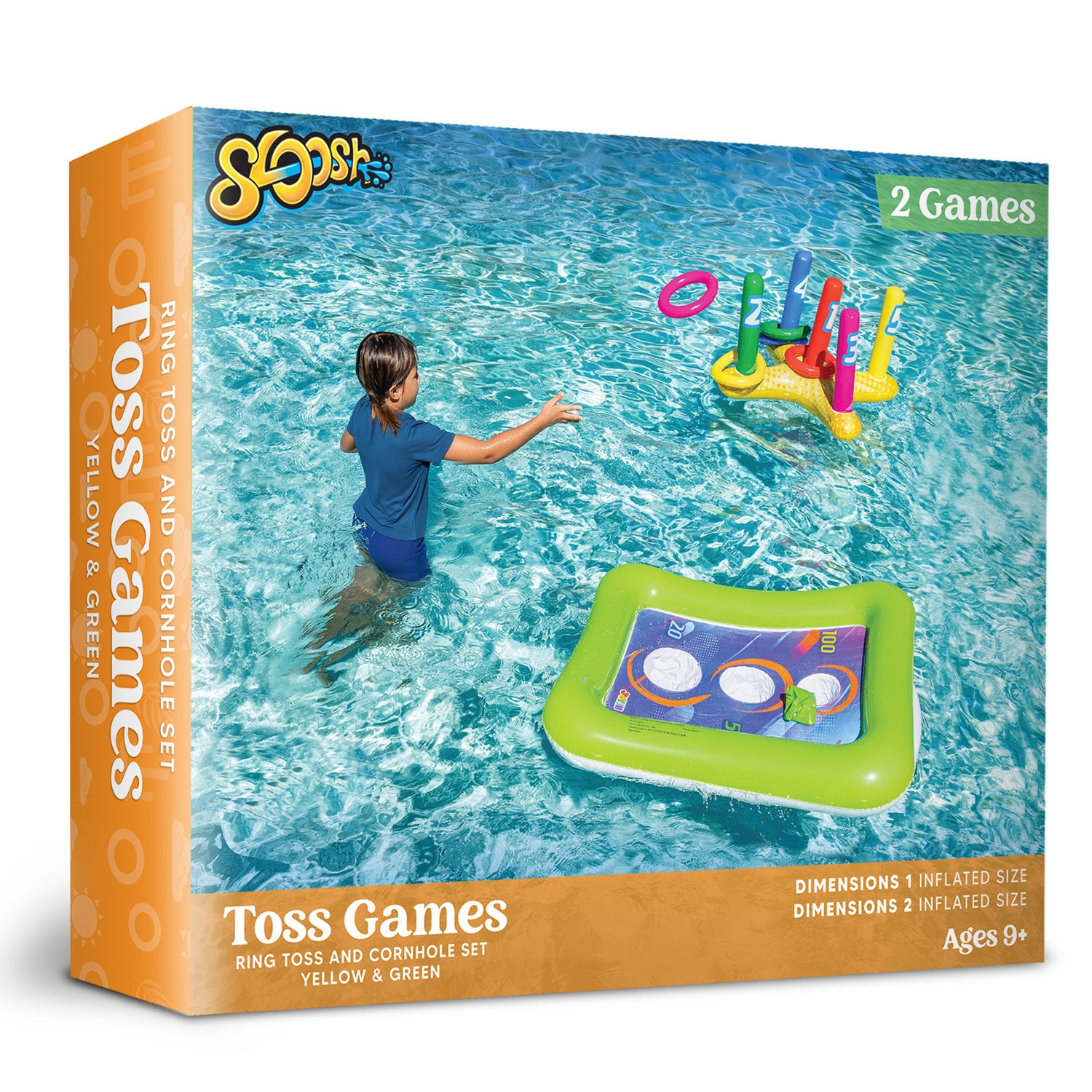 2 Sets Inflatable Pool Toss Game Combo Set Includes Ring Toss & Corn-Toss Game Floating Swimming Pool Party Games & Activities for Kids Adults Summer Party Fun