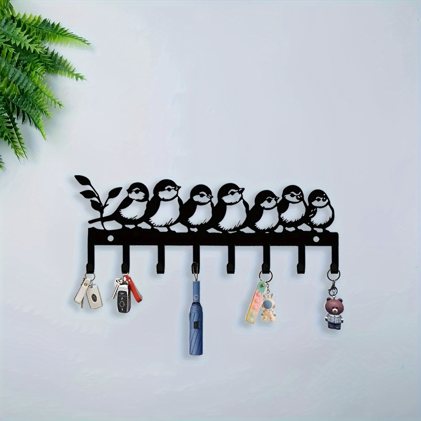 TEMU 1pc Metal Key Hook With Cute Bird Pattern - Art Hallway & Foyer Wall-mounted Storage Rack, Powder-coated Rust-proof, Easy-to-install Decorative