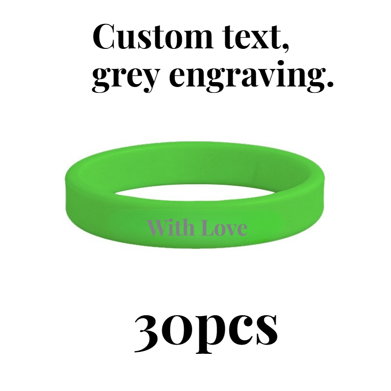 30pcs Custom Silicone Wristbands, Personalised Gift