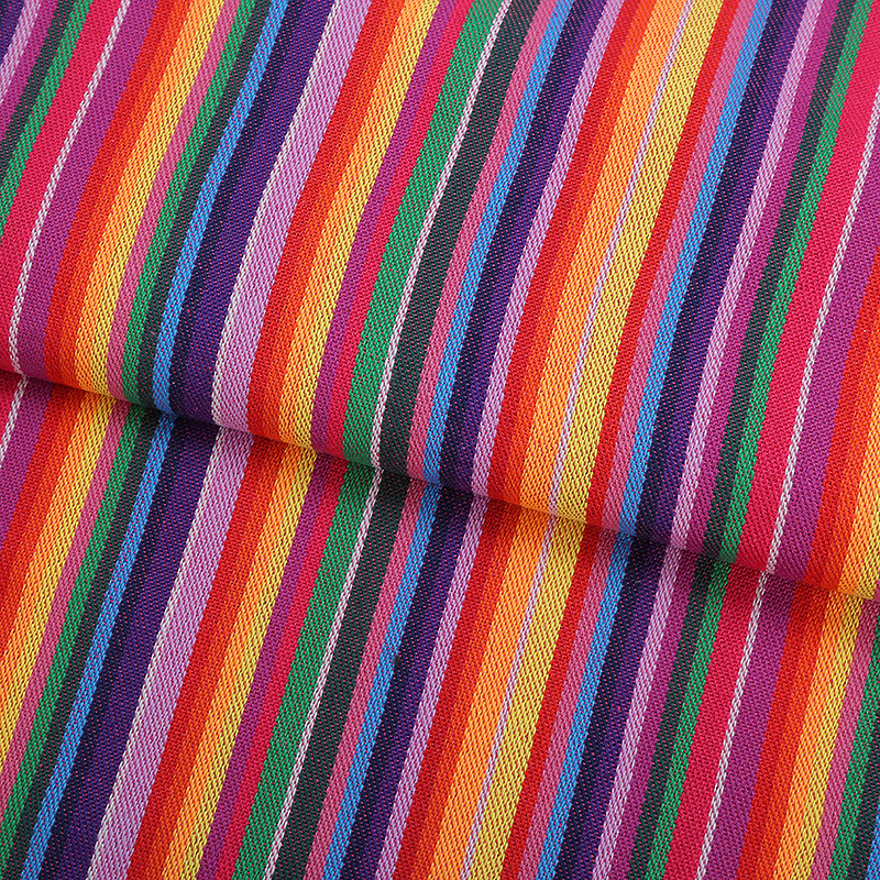 TEMU 1pc Vibrant Ethnic-inspired Jacquard Woven Fabric, Pre-cut 19.68x59inch 100% Polyester Fabric, Bohemian Style, Striped And Geometric Patterns,