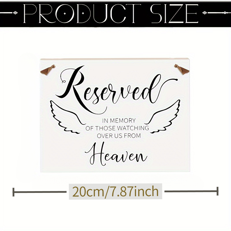 TEMU A White Wooden Sign Featuring The Handwritten Word "reserved" At Its Center, With A And "in Memory Of Watching Over Us From Heaven