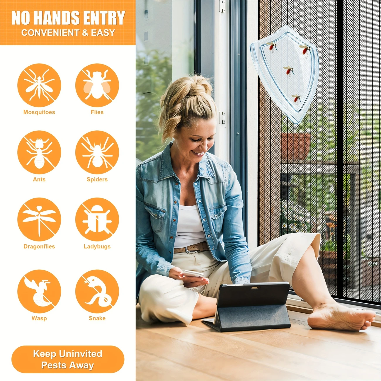 set magnetic screen door bohemian style heavy duty nylon mesh partition self sealing hands free pet and friendly knitted for room types home details 6