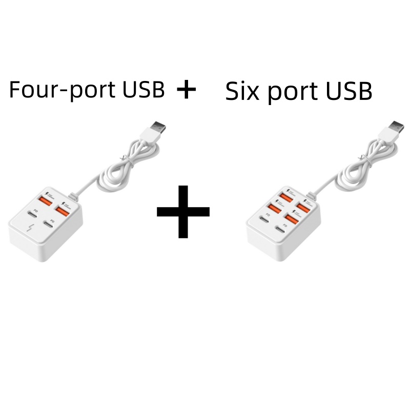 Image of 2pcs Set 66w Usb Fast Charging Extension Socket, Dual Models 4usb-a+2type-c And -a+2type-c, 6 Ports Stable Charging Without Queuing; Fully Compatible With Pd Fast Charging For And Phones