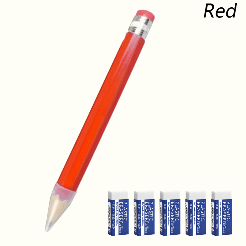 Funny Enormous Pencil with 5 Small Erasers
