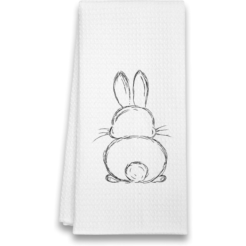 

Easter Bunny Themed Kitchen Towel - 1pc, Soft Polyester, Woven Oblong Dish Towel, 18x26 Inches, Machine Washable, Decorative Tea Towel For Home, Hostess, Housewarming & Anniversary Gifts