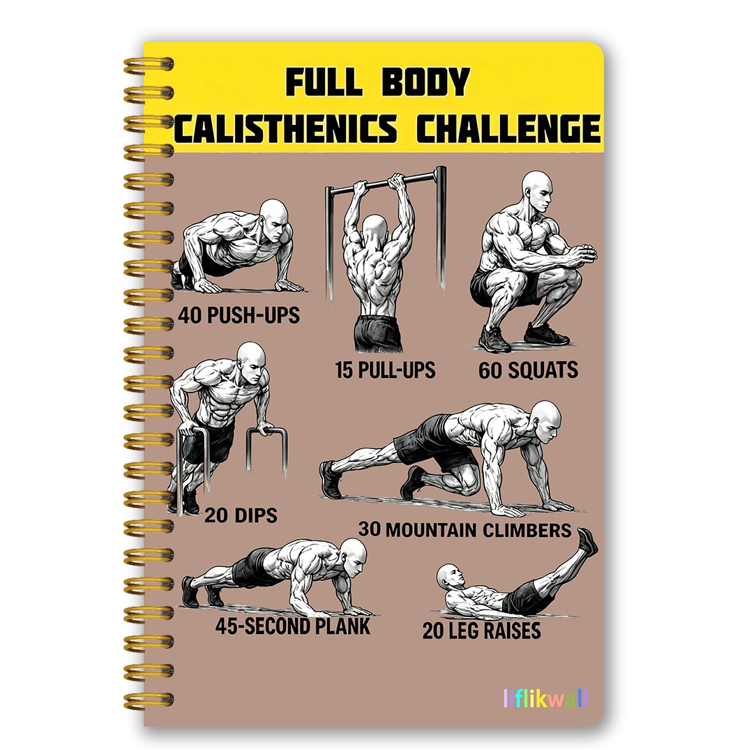 TEMU 1pc Full-body Workout Themed Spiral Notebook | 5.5x8.3 Inches | Track Workout | Home / Outdoor Bodyweight Full-, Strength Log | Perfect Gift For