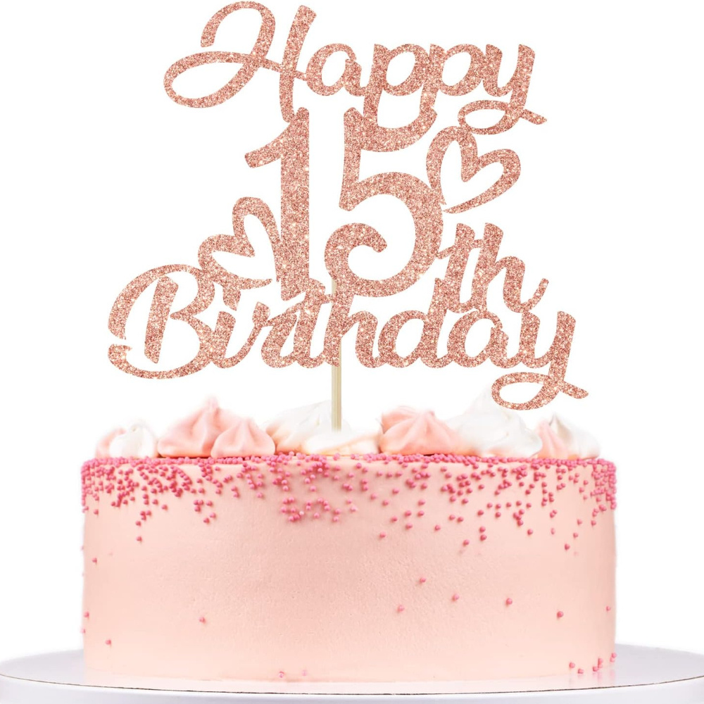 Party Supplies | Gold Glitter Happy Birthday Cake Topper