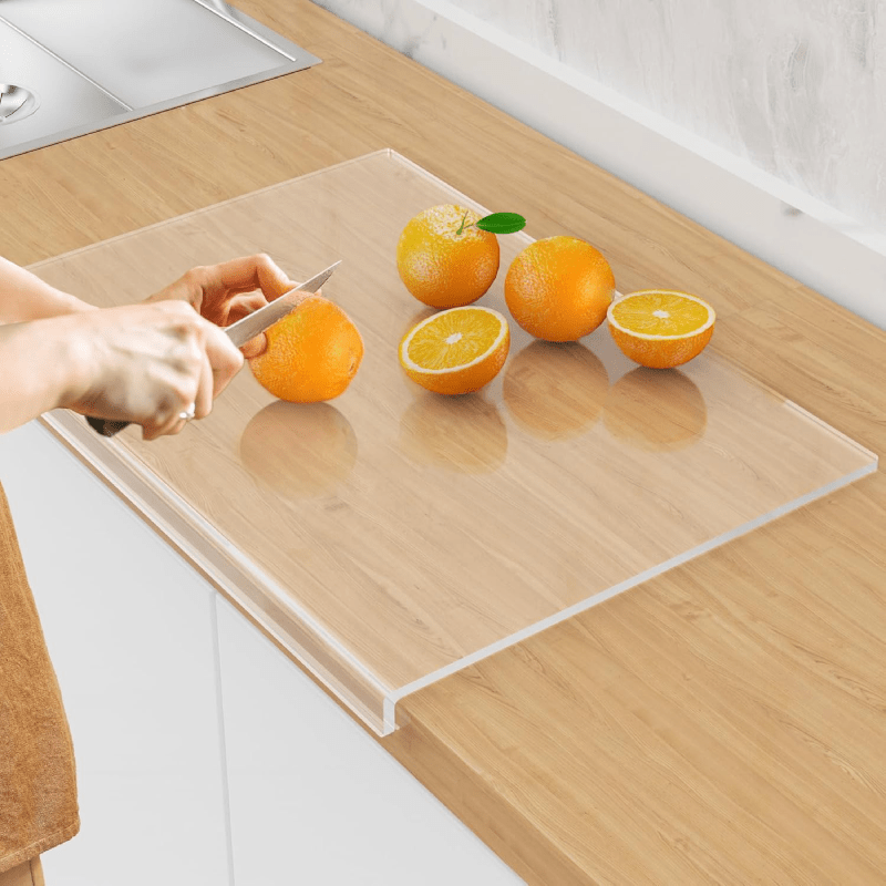 

1pc Non- Skid Acrylic Transparent Cutting Board, Acrylic Cutting Board With Counter Lip, Chopping Board For Kitchen , Countertop Protector, Fruit Cutting Board, Kitchen Utensils, Kitchen Accessories