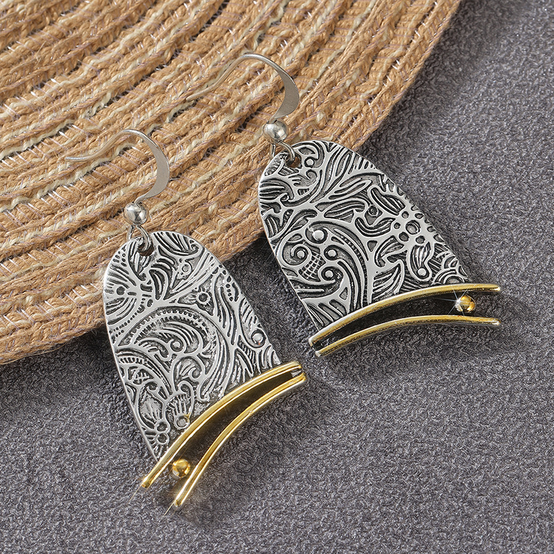 Women's Vintage Pattern Carved Irregular Pendant Earrings