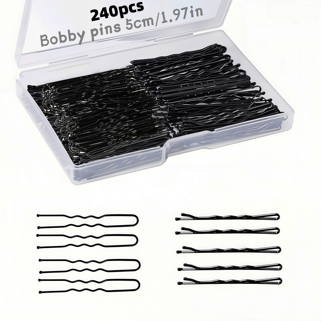 TEMU Lot de 240 pinces à cheveux de 2 pouces avec boîte de rangement, 120 pinces à cheveux droites, 120 pinces à cheveux de U, pinces à cheveux