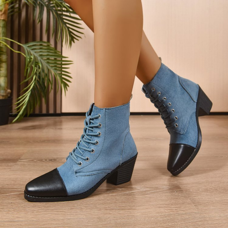 low heel denim boots for women sold on Temu United States