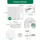 10pcs portable air conditioner window ventilation set with 4 sliding sealing panels and 5 9 inch exhaust pipe adjustable universal portable ac window guide for horizontal and vertical sliding windows