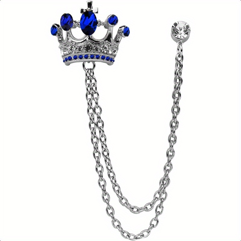 Men's Knighthood Crown Tassel Chain Brooch Lapel Pin Libya
