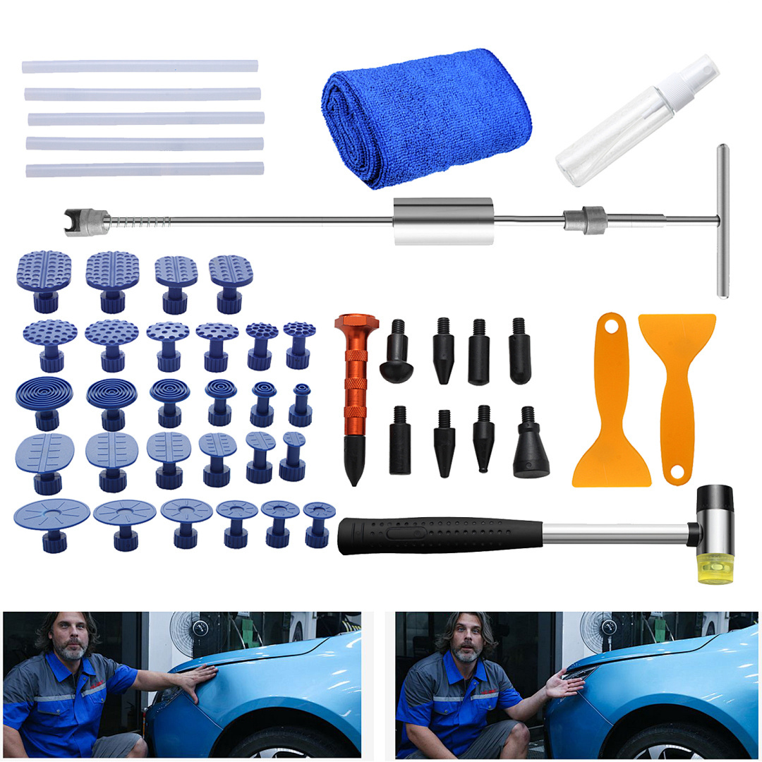 48pcs Car Dent Repair Kit, Dent Removal Tool Set With Slide Hammer, Puller, Glue Tabs & Rubber Mallet For Auto Body Repair